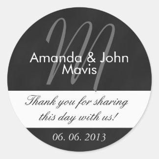 Pegatina Redonda Chalkboard Primer Boda Favor Gracias