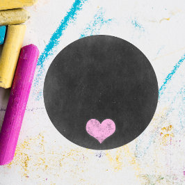 Pegatina Redonda Chalkboard Rustic Shabby Chic Pink Chalk Heart