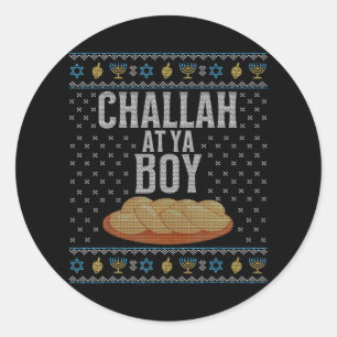 Pegatina Redonda Challah En Ya Boy Funny Hanukkah Judío