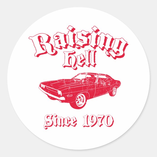 Pegatina Redonda Challenger de Dodge 1970 (Anverso)