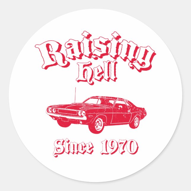 Pegatina Redonda Challenger de Hemi 1970 (Anverso)