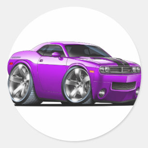 Pegatina Redonda Challenger Purple Car