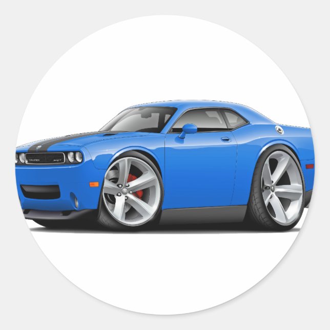 Pegatina Redonda Challenger SRT8 Blue-Black Car (Anverso)
