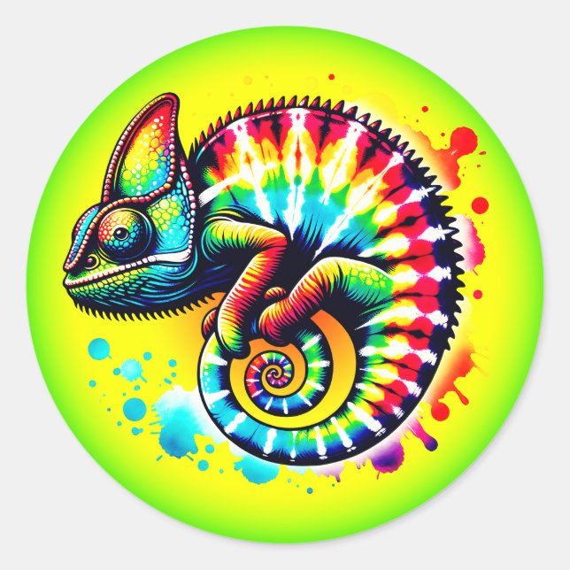 Pegatina Redonda Chameleon Tye (Anverso)