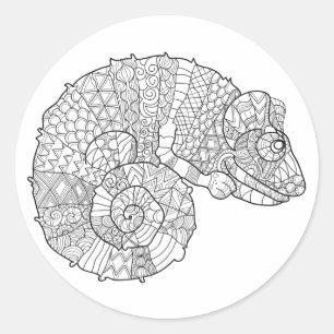Pegatina Redonda Chameleon Zendoodle