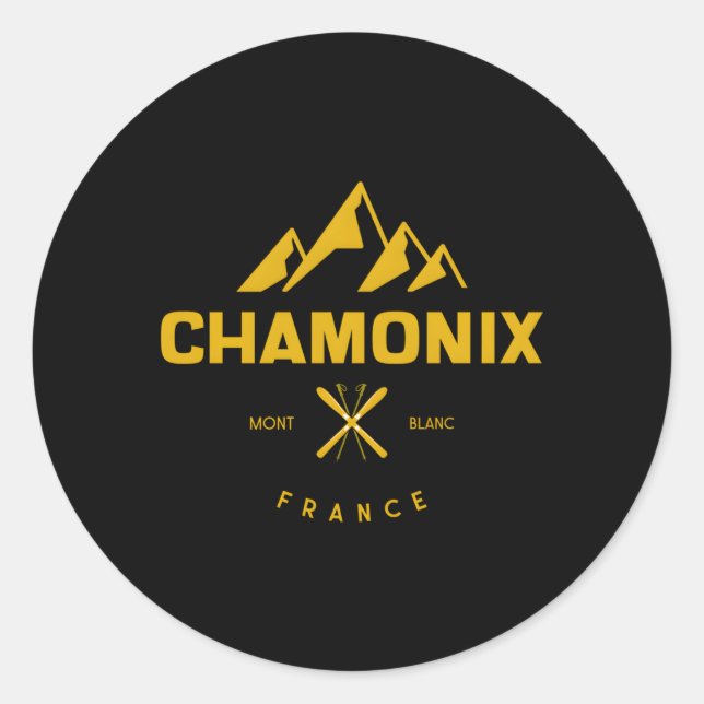 Pegatina Redonda Chamonix Francia (Anverso)