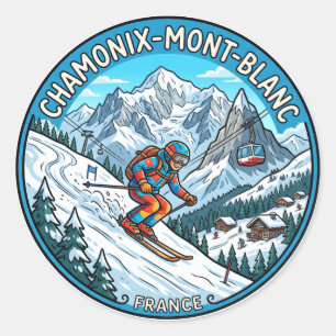 Pegatina Redonda Chamonix Mont Blanc Francia