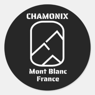 Pegatina Redonda Chamonix Mont Blanc Francia Esquí Snowboard