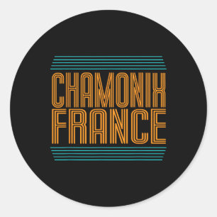 Pegatina Redonda Chamonix Retro Alpes franceses Esquí alpino Franci