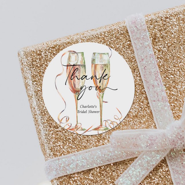 Pegatina Redonda Champagne Bridal Shower (Subido por el creador)