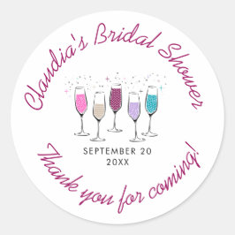Pegatina Redonda Champagne Chic Elegante Despedida de Soltera