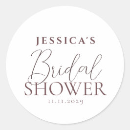 Pegatina Redonda Champagne de Boda con Caligrafía Simple y Elegante