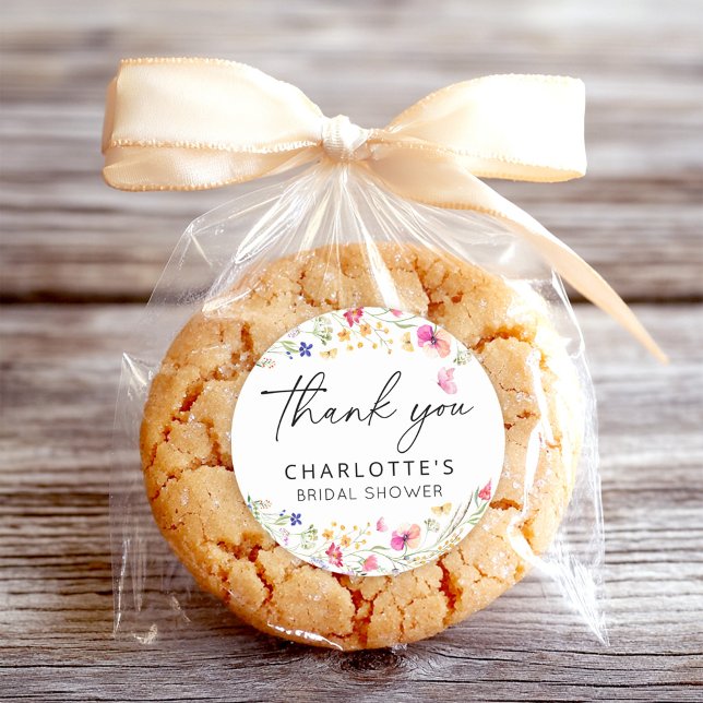 Pegatina Redonda Champagne Elegante Floral Rosa Gracias Bridal Show (Subido por el creador)