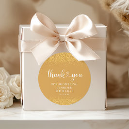 Pegatina Redonda Champagne Gold Thank You Glitter Heart Sticker