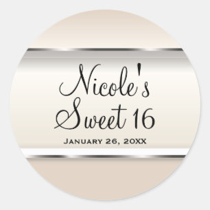 Pegatina Redonda Champagne Pearl Shimmer Moda Fiesta de la Boda