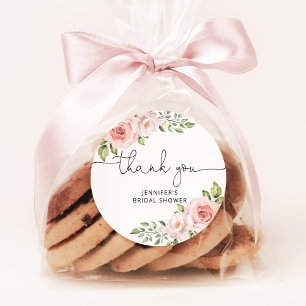 Pegatina Redonda Champán floral baby shower nupcial