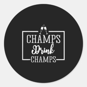 Pegatina Redonda Champán para campeones Chamons Champán bebida rega