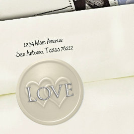 Pegatina Redonda Champgne Two Hearts Intertwined Wedding