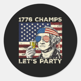 Pegatina Redonda Champs Washington Beer Cerveza 4 De Julio Novedad