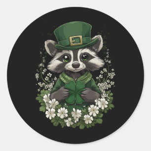 Pegatina Redonda Chamrock Chicas Niños Leprechaun St Patricks Da