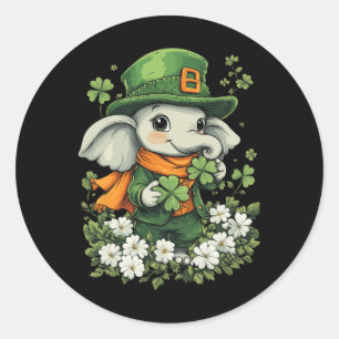 Pegatina Redonda Chamrock Chicas Niños Leprechaun St Patricks Da