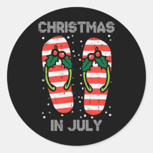 Pegatina Redonda Chanclas de Muérdago Navidad En Jully Verano Navid