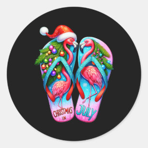 Pegatina Redonda Chancletas Lindas Flamenco Verano Tropical Navidad