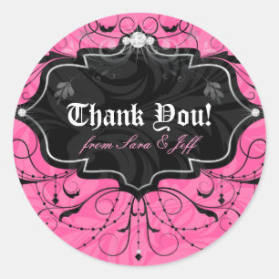 Pegatina Redonda Chandelier deja joyería rosada negra