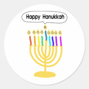 Pegatina Redonda Channukah feliz Menora/Chanukia