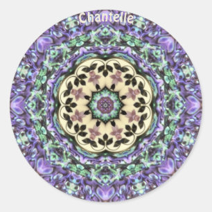 Pegatina Redonda CHANTELLE ~ ABALONE ~ Paua Shell Kaleidoscope