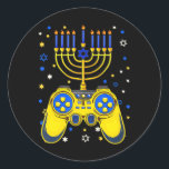 Pegatina Redonda Chanukah Jewish Menorah Gamer Divertido juego<br><div class="desc">Chanukah Jewish Menorah Gamer Divertido juego</div>