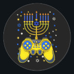 Pegatina Redonda Chanukah Jewish Menorah Gamer Divertido juego<br><div class="desc">Chanukah Jewish Menorah Gamer Divertido juego</div>