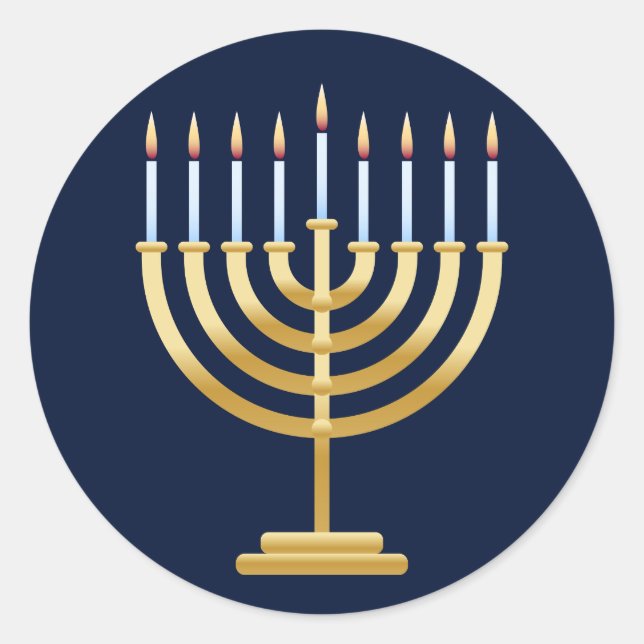Pegatina Redonda Chanukah menorah (Anverso)