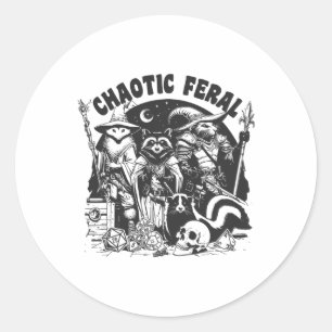 Pegatina Redonda Chaotic Feral Funny Raccoon Possum Skunk Boardgame