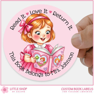 Pegatina Redonda Chapa de libro de biblioteca personalizada para ma