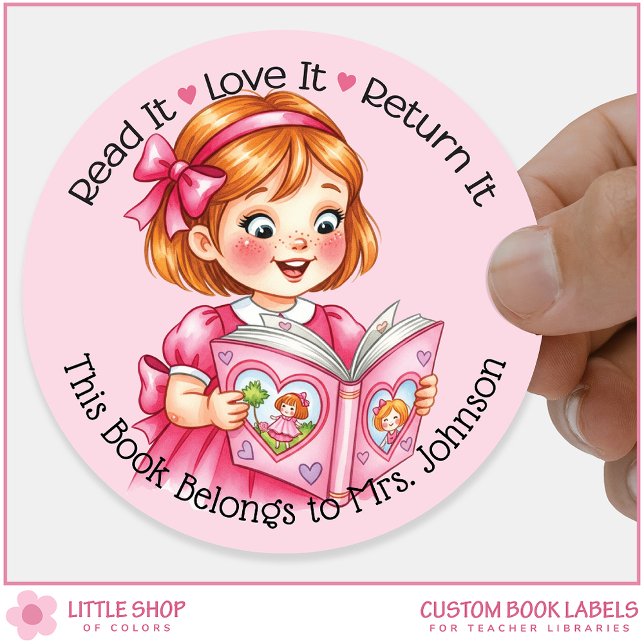Pegatina Redonda Chapa de libro de biblioteca personalizada para ma (Subido por el creador)