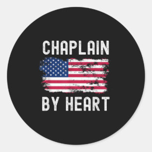 Pegatina Redonda Chaplain Bandera De Estados Unidos Profesión Retro
