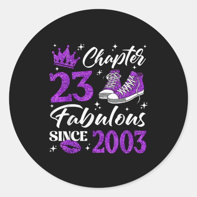 Pegatina Redonda Chapter 23 Fabulous Since 2003 23rd Birthday Women (Anverso)
