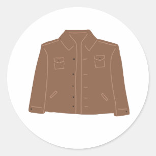 Pegatina Redonda Chaqueta marrón utilitaria abotonada minimalista