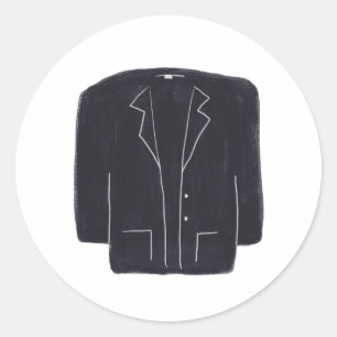 Pegatina Redonda Chaquetón negro profesional de moda regalo