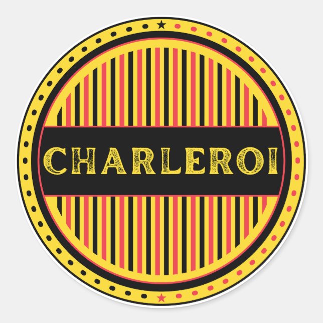 Pegatina Redonda Charleroi City Pride Emblem – Belgian Identity (Anverso)