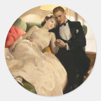 Pegatina Redonda Charles Edward Chambers: Pareja romántica