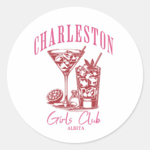 Pegatina Redonda charleston bachelorette cocktail