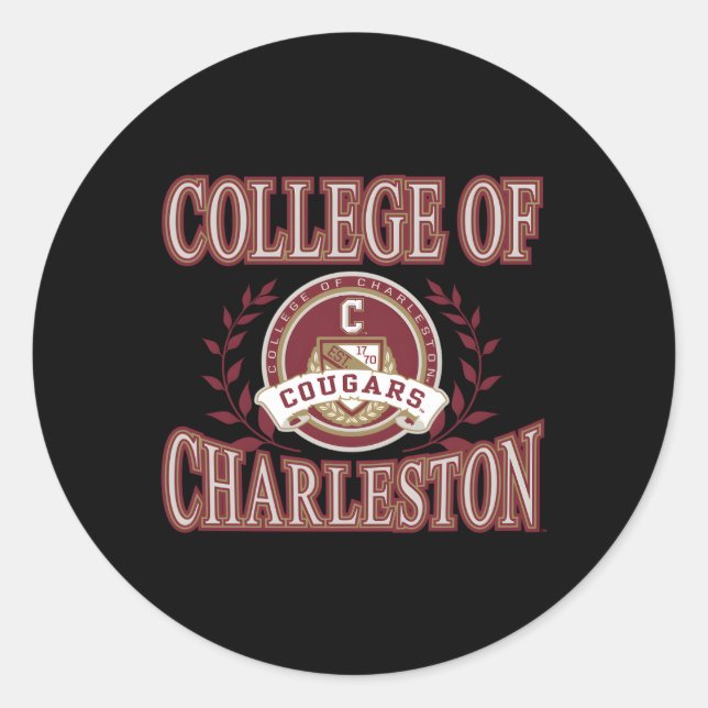 Pegatina Redonda Charleston Cougars Laurels (Anverso)