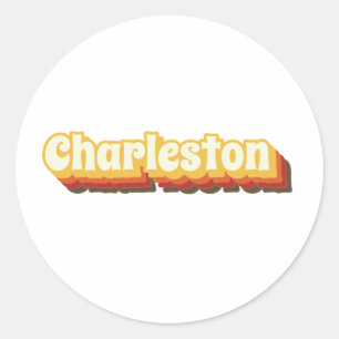 Pegatina Redonda Charleston Retro Vintage Textos