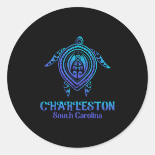Pegatina Redonda Charleston South Carolina Beach Charleston Sc Sea