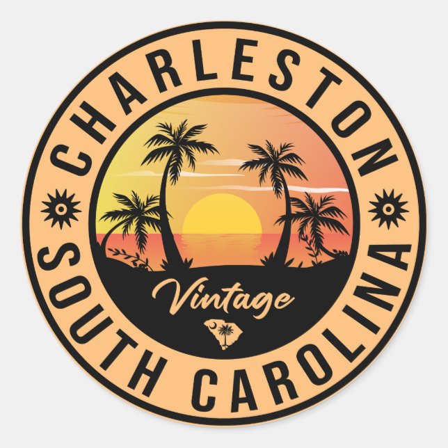 Pegatina Redonda Charleston South Carolina - Souvenirs de los años  (Anverso)