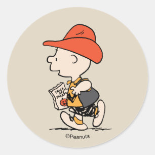 Pegatina Redonda Charlie Brown vaquero Halloween
