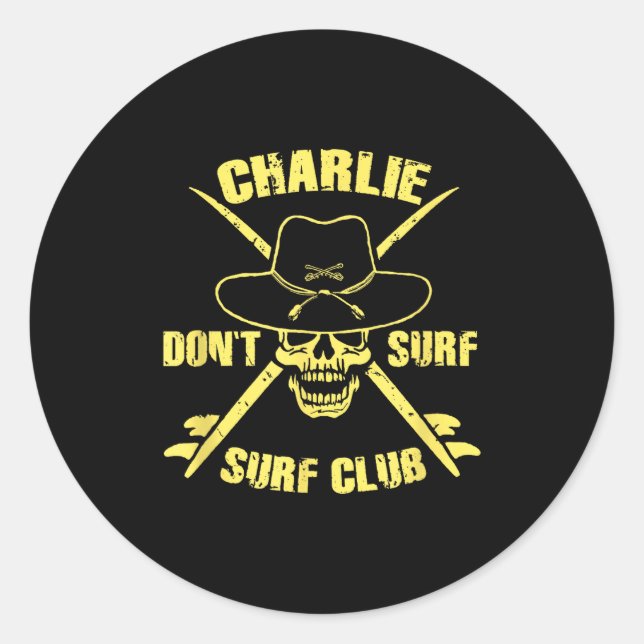 Pegatina Redonda Charlie Don't Surf  (Anverso)