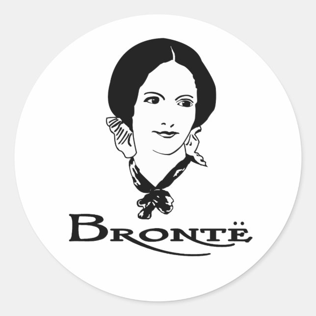 Pegatina Redonda Charlotte Bronte (Anverso)